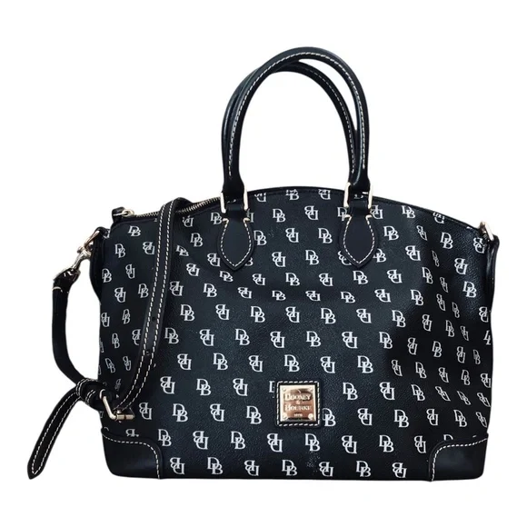 Dooney & Bourke Signature Coated Canvas Dome Zip Top Satchel Bag